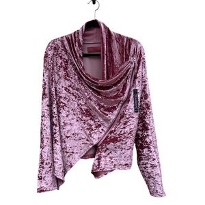 Blank NYC Crushed Velvet Moto Jacket Dusty Rose Pink Asymmetrical Zip NWT Large